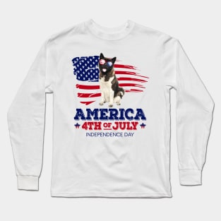 American Akita Flag USA - America 4th Of July Independence Day Long Sleeve T-Shirt